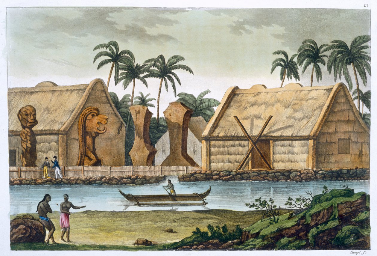 "قبر Tamahamah في Kaiakakooa ، جزر ساندويتش" ، 1820-1839 بواسطة فيليس كامبي