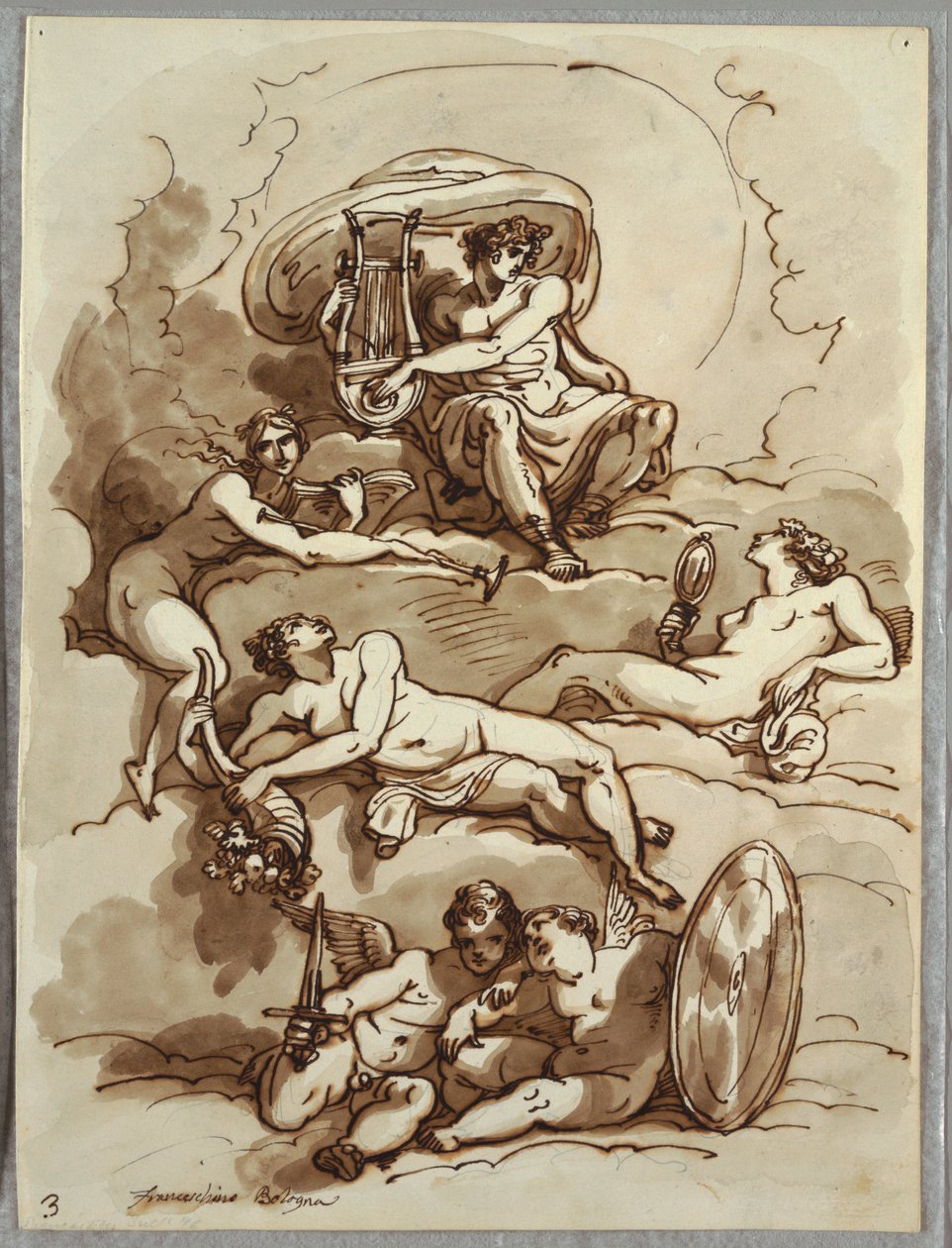 أبولو مع Lyre و Fame و Abundance و Beauty و Two Putti on Clouds ، الدراسة بعد Marcantonio Franceschini بواسطة فيليس جياني