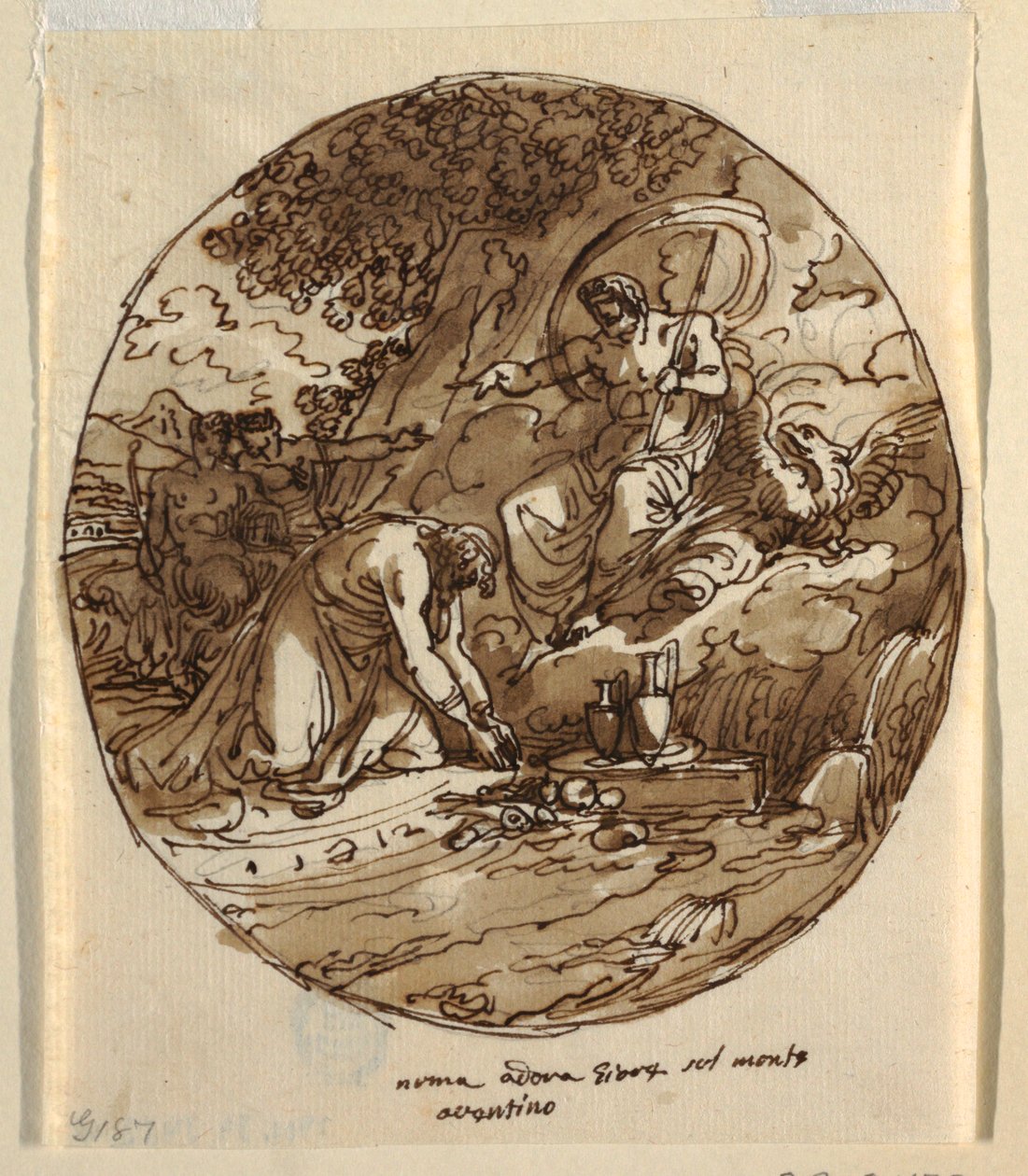 Numa Pompilius Worshiping Jove on the Aventine ، تصميم السقف لـ Sala di Numa Pompilius ، Palazzo Milzetti ، Faenza بواسطة فيليس جياني
