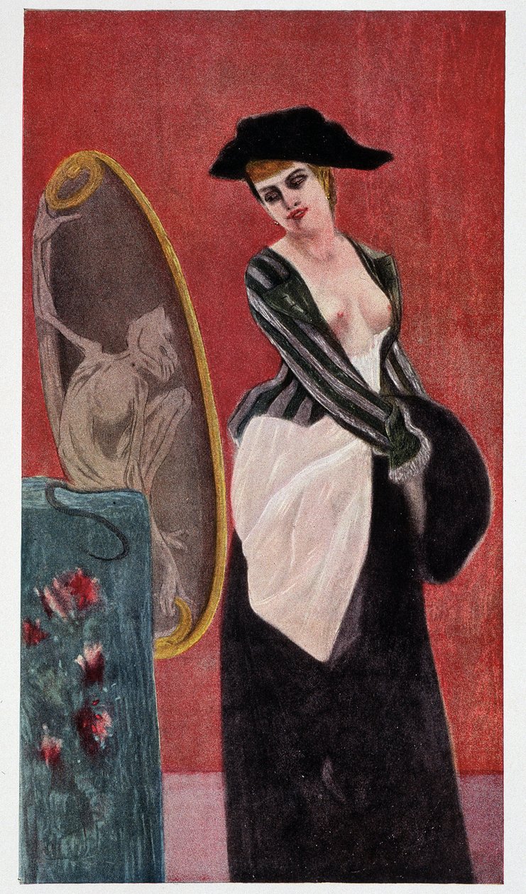 The Demon of Covettery: انعكاس وحشي لامرأة تنظر إلى نفسها في المرآة ، "Felicien Rops" لرودولف كلاين. بواسطة فيليسيان روبس