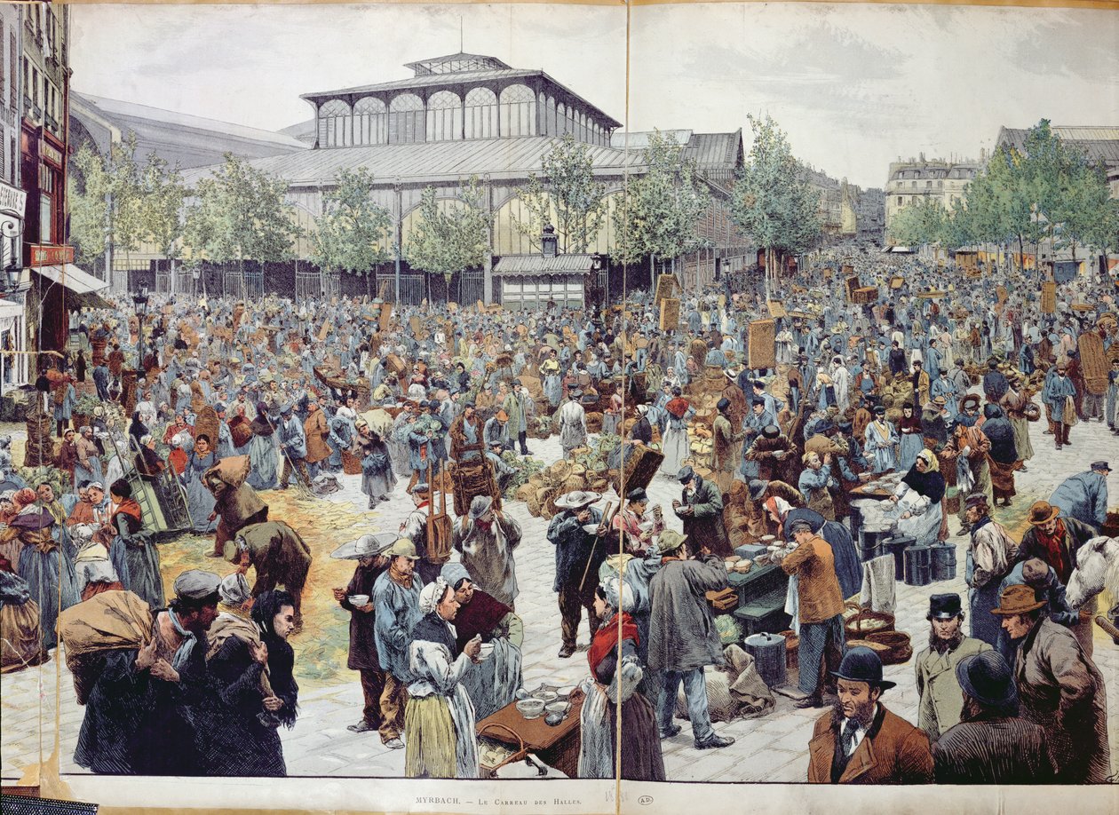السوق في Les Halles ، 1888 بواسطة Felicien baron de Myrbach Rheinfeld