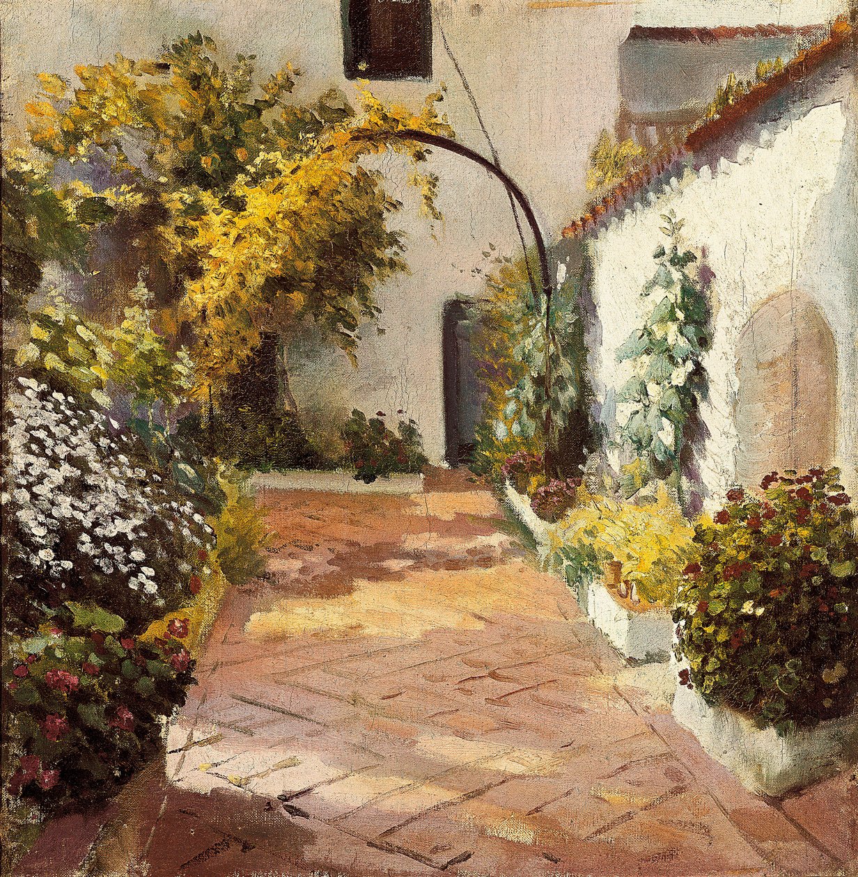 Patio de monjas (فناء الدير). لوحة صنعت في مارموليخو في مقاطعة خاين بإسبانيا. زيت على قماش لفيليبي أبارزوزا (1871-1948) ، النصف الأول من القرن العشرين. متحف مقاطعة قادس (قادس). بواسطة فيليبي أبارزوزا ورودريغيز دي أرياس