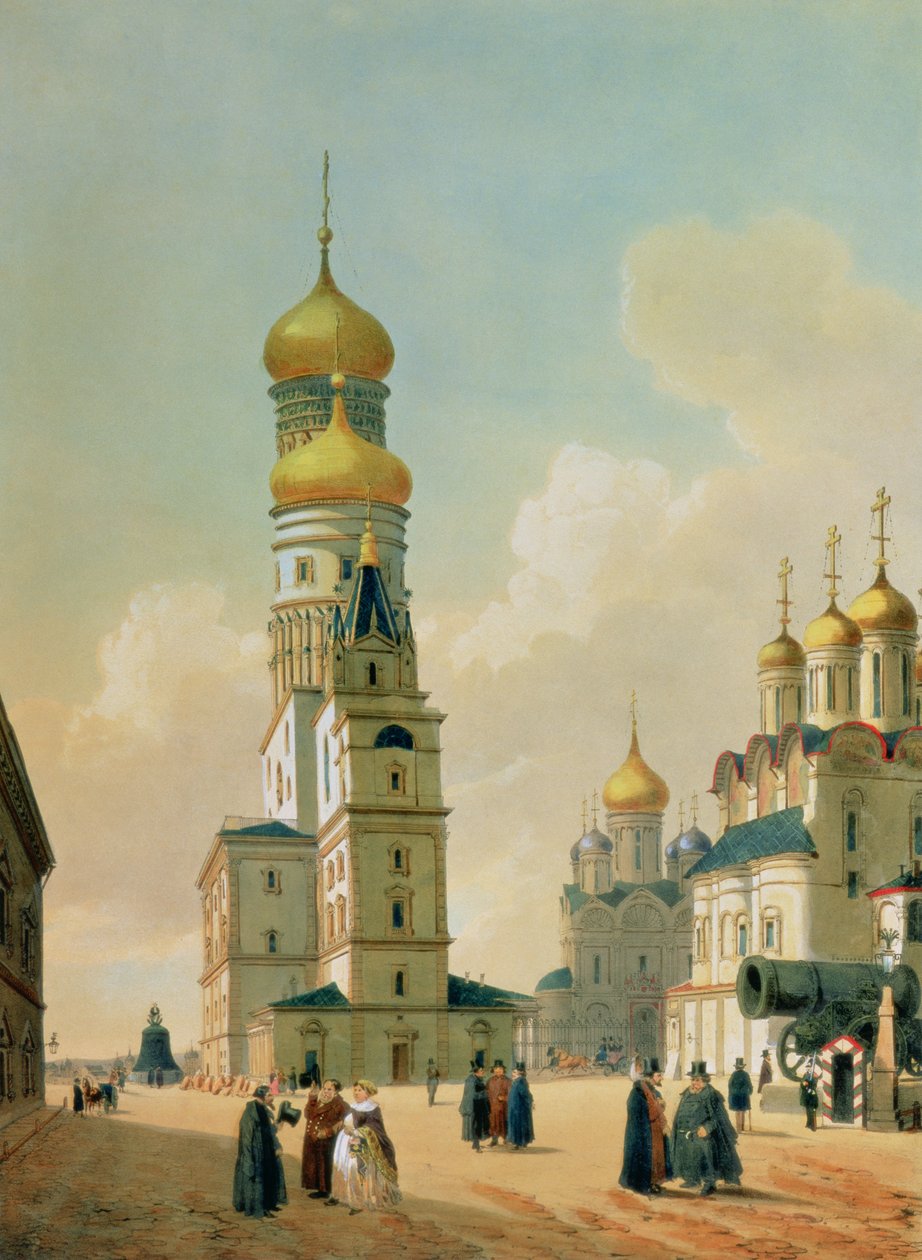 ايفان برج الجرس العظيم في الكرملين في موسكو ، طبعه Lemercier ، باريس ، 1840s بواسطة فيليكس بينويست