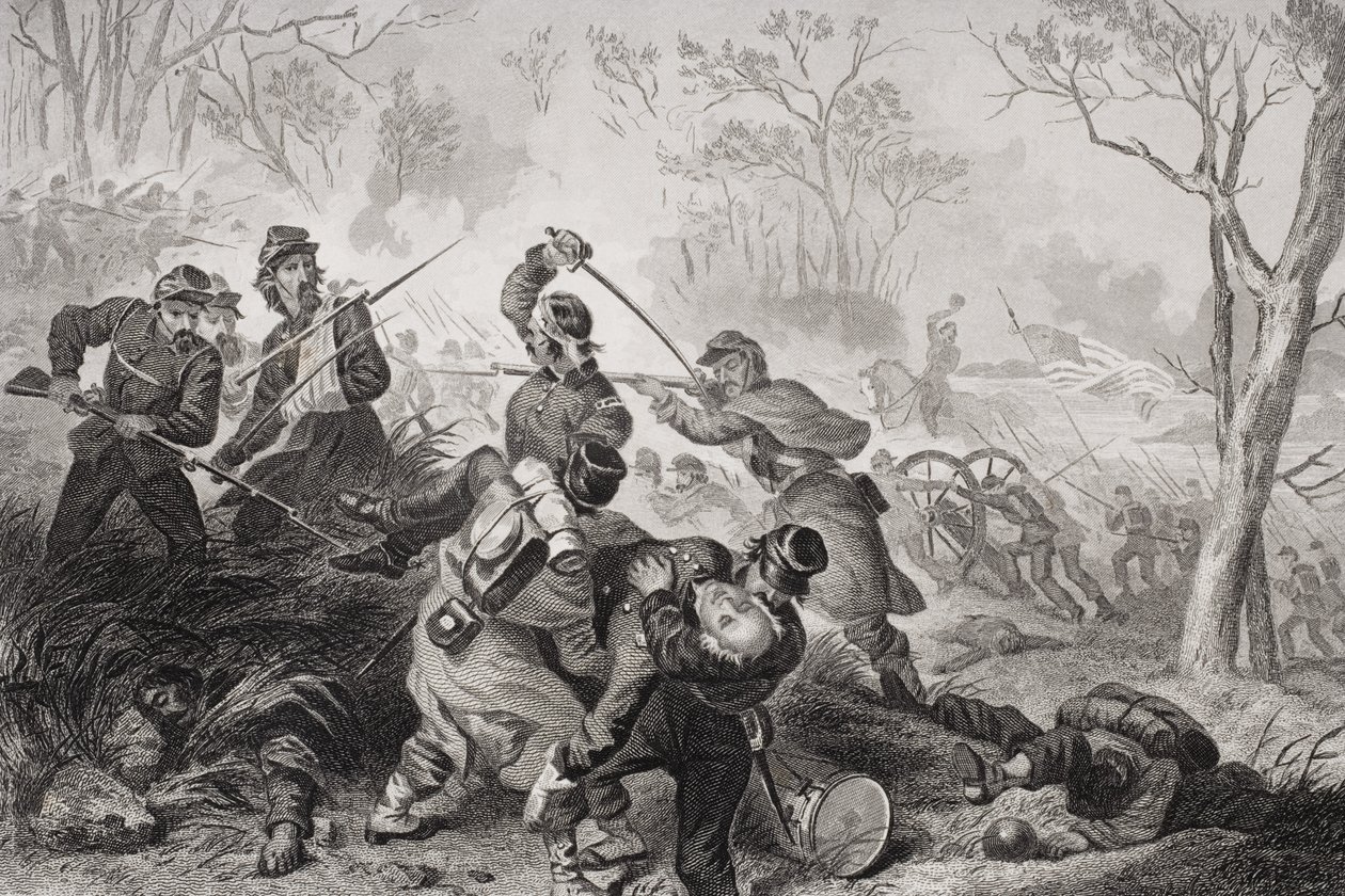 وفاة العقيد إدوارد بيكر (1811-1861) في معركة كرات بلاف ، فرجينيا ، 1861 بواسطة فيليكس أوكتافيوس كار دارلي