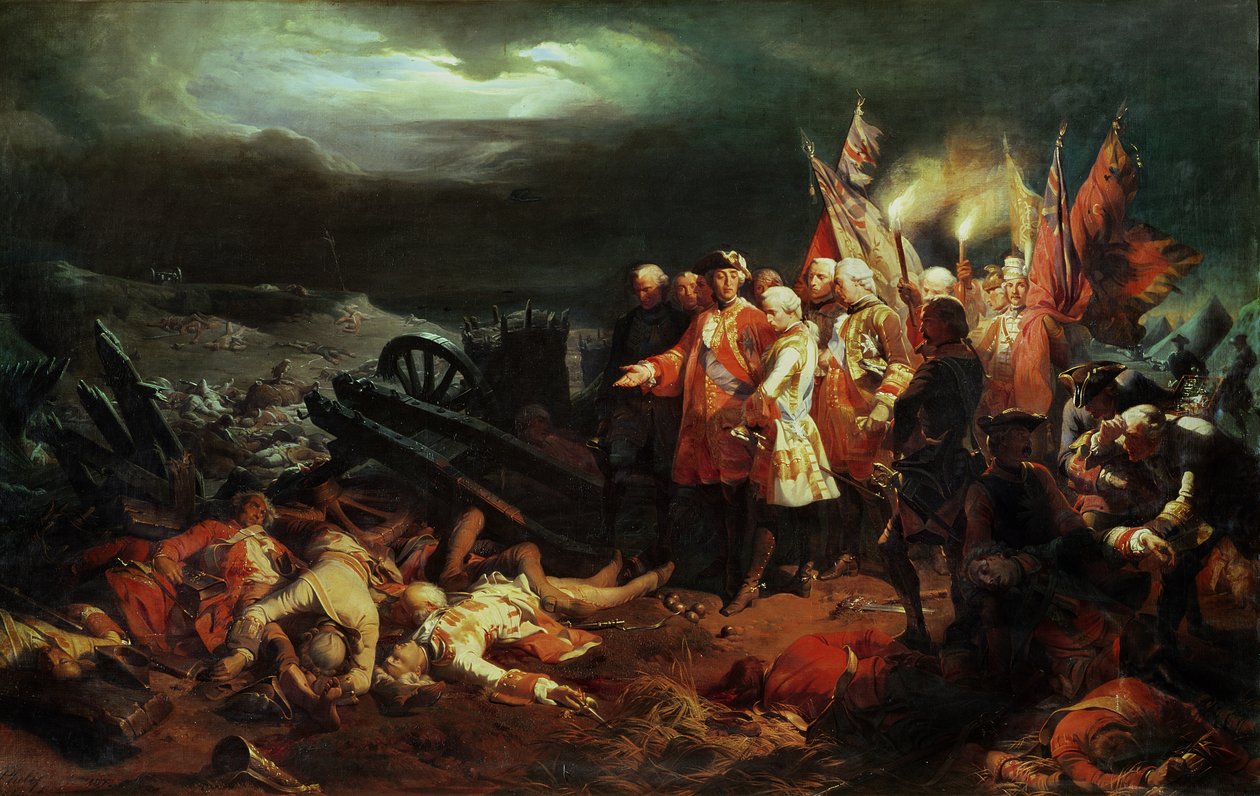 لويس الخامس عشر (1710-1774) يزور ميدان المعركة في فونتينوي في مايو 1745 بواسطة فيليكس فيليبوتو