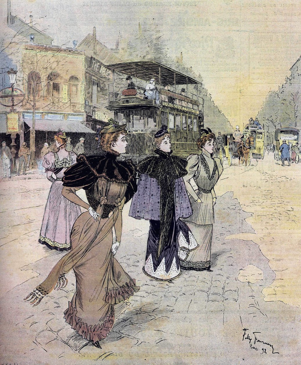 شوارع كبيرة في باريس في أبريل. بعد الرسم المائي لفيليكس فورنيري (1865-1938) 1893 بواسطة فيليكس (بعد) فورنيري