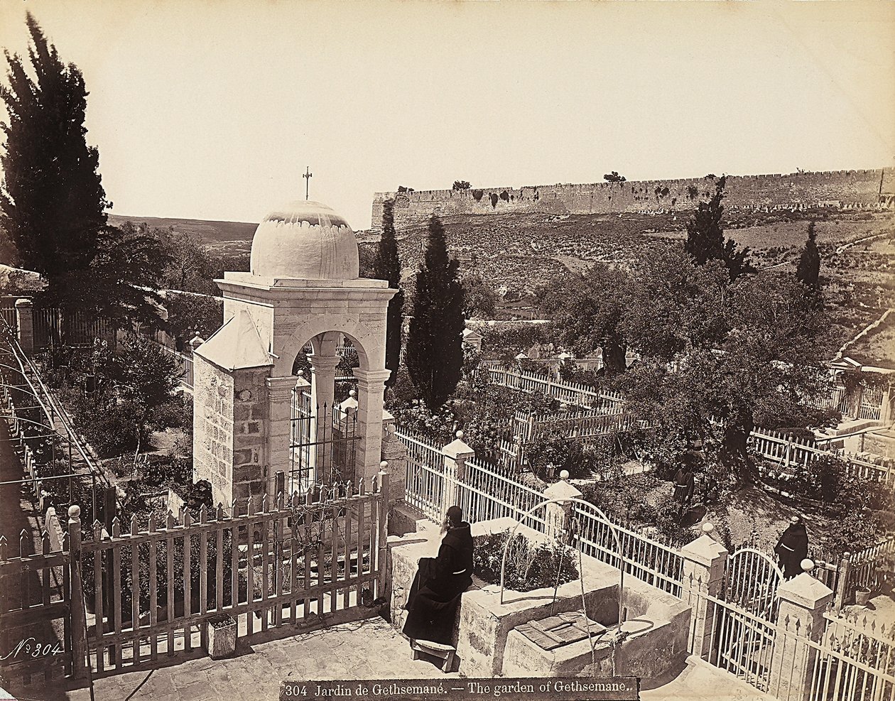 منظر لحديقة جثسيماني أو بستان الزيتون ، حيث قضى المسيح ، حسب التقليد ، الأيام الأخيرة من حياته بواسطة فيليكس بونفيس