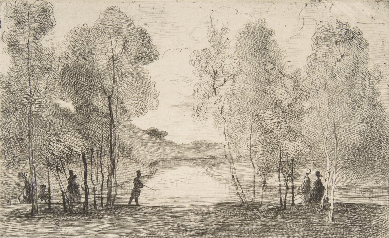بحيرة Bois de Boulogne ، حوالي عام 1858. بواسطة فيليكس براكيموند