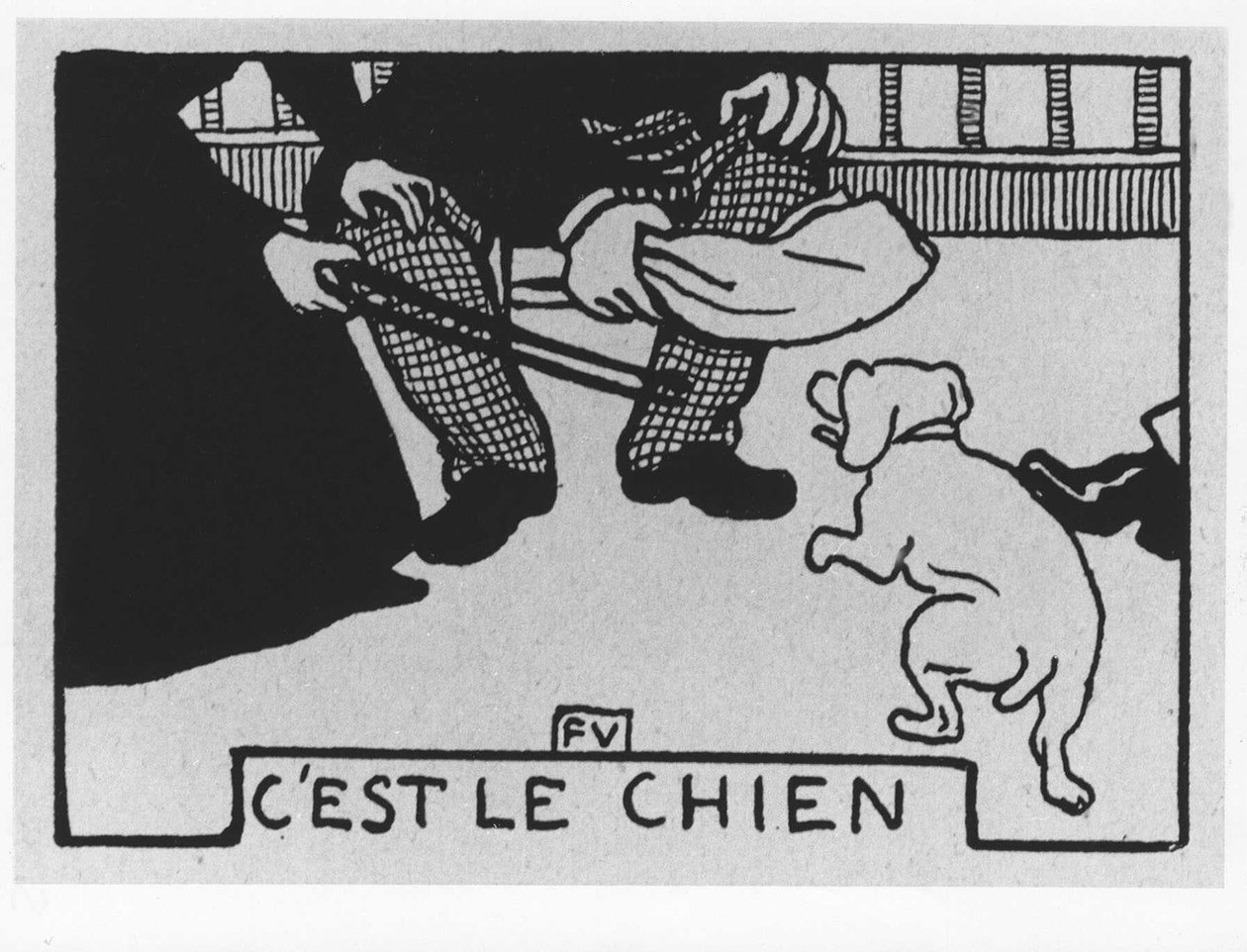 شعر الجزر: "" c'est le chien "، جول رينارد ، رسم توضيحي بقلم فيليكس فالوتون ، محرر. فلاماريون. بواسطة فيليكس إدوارد فالوتون