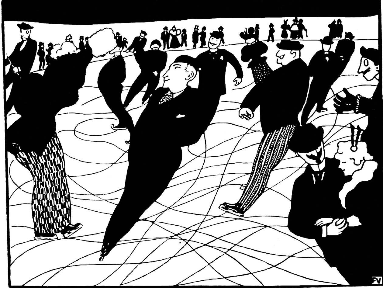 المتزلجين على الجليد. لوحة فيليكس إدوارد فالوتون (1865-1925) بواسطة فيليكس إدوارد فالوتون