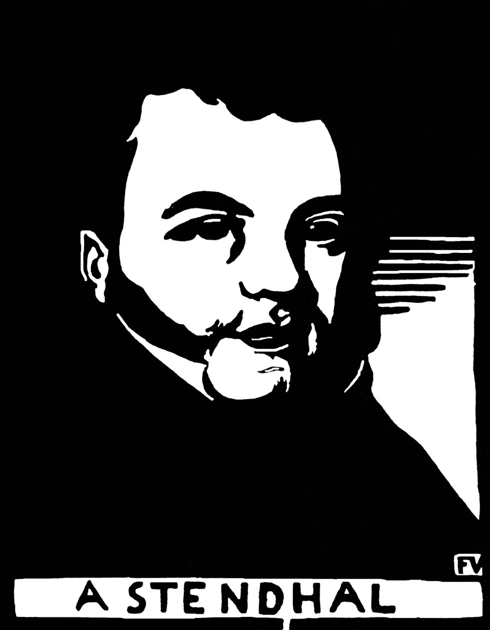 صورة هنري بيل ستيندال (1783-1842) الكاتب الفرنسي. نقش فيليكس إدوارد فالوتون (1865-1925) بواسطة فيليكس إدوارد فالوتون