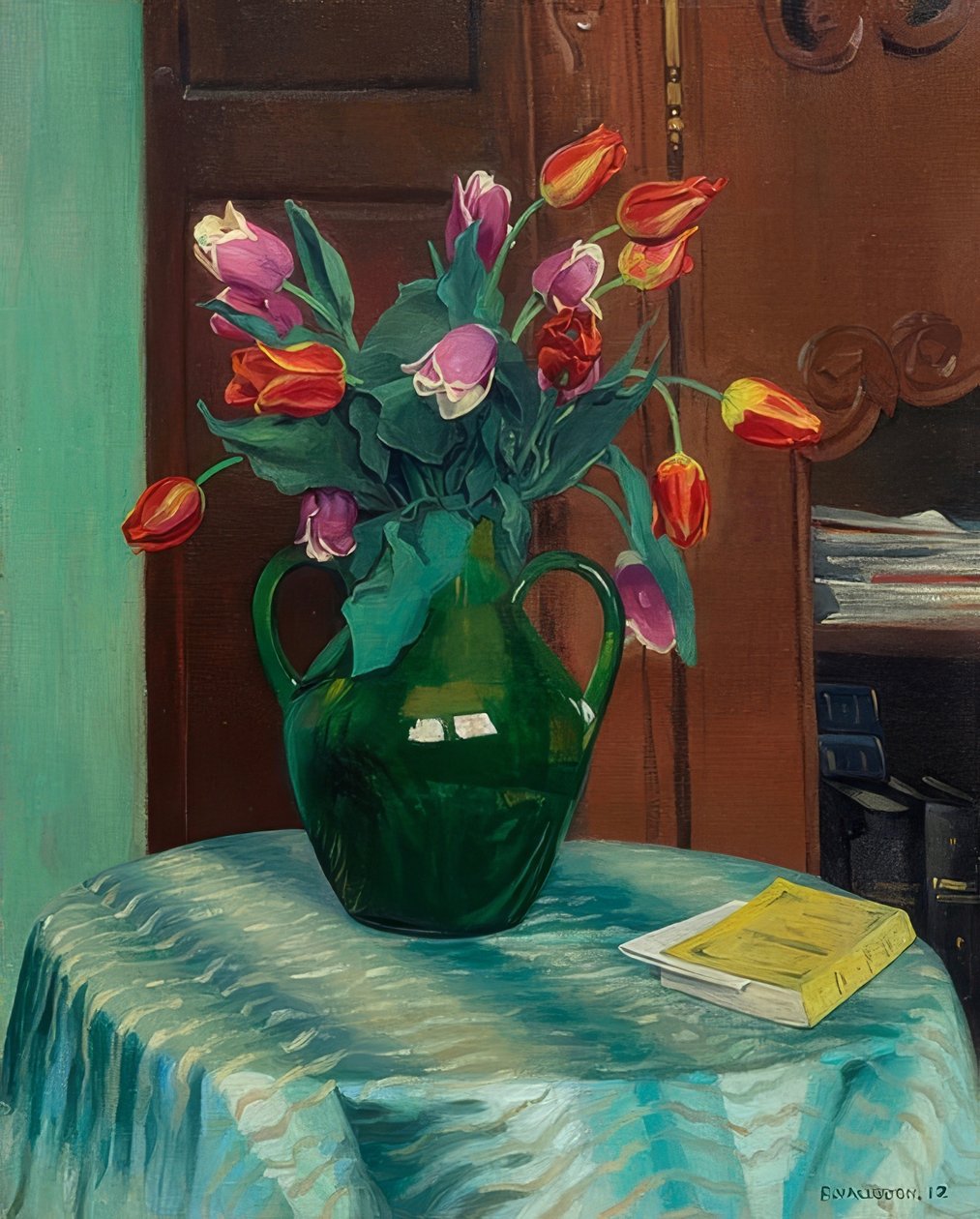 Tulpenstrauß (الزنبق الوردي والأحمر). 1912 بواسطة فيليكس إدوارد فالوتون