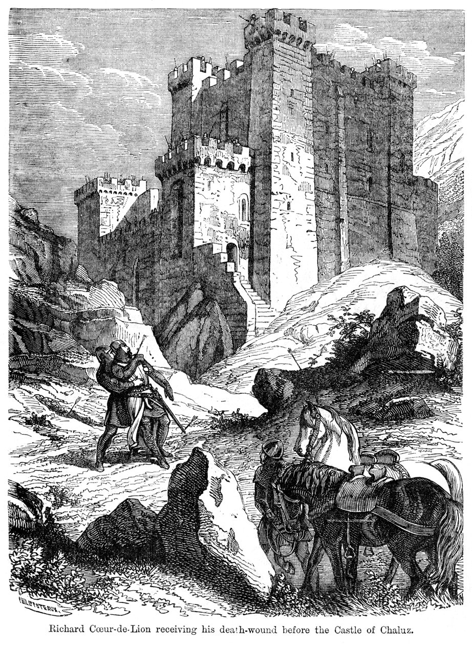 الملك ريتشارد الأول 1157-1199 أثناء جرحه قبل قلعة شالوز ، القرن التاسع عشر. بواسطة فيليكس هنري إيمانويل فيليبوتو