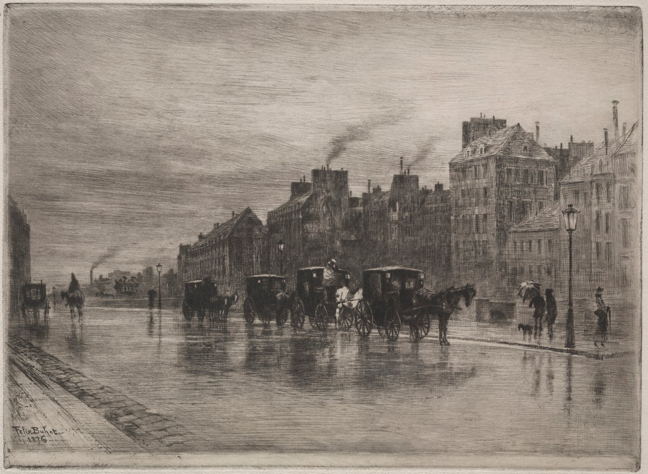 صباح شتوي في Quai de LHotel-Dieu ، 1876. بواسطة فيليكس هيلير بوهوت