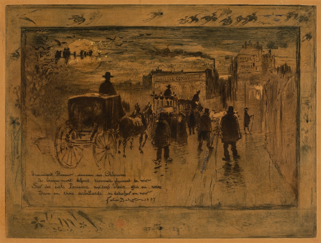موكب الجنازة في موكب جنازة Boulevard de Clichy في Boulevard de Clichy ، 1887. بواسطة فيليكس هيلير بوهوت