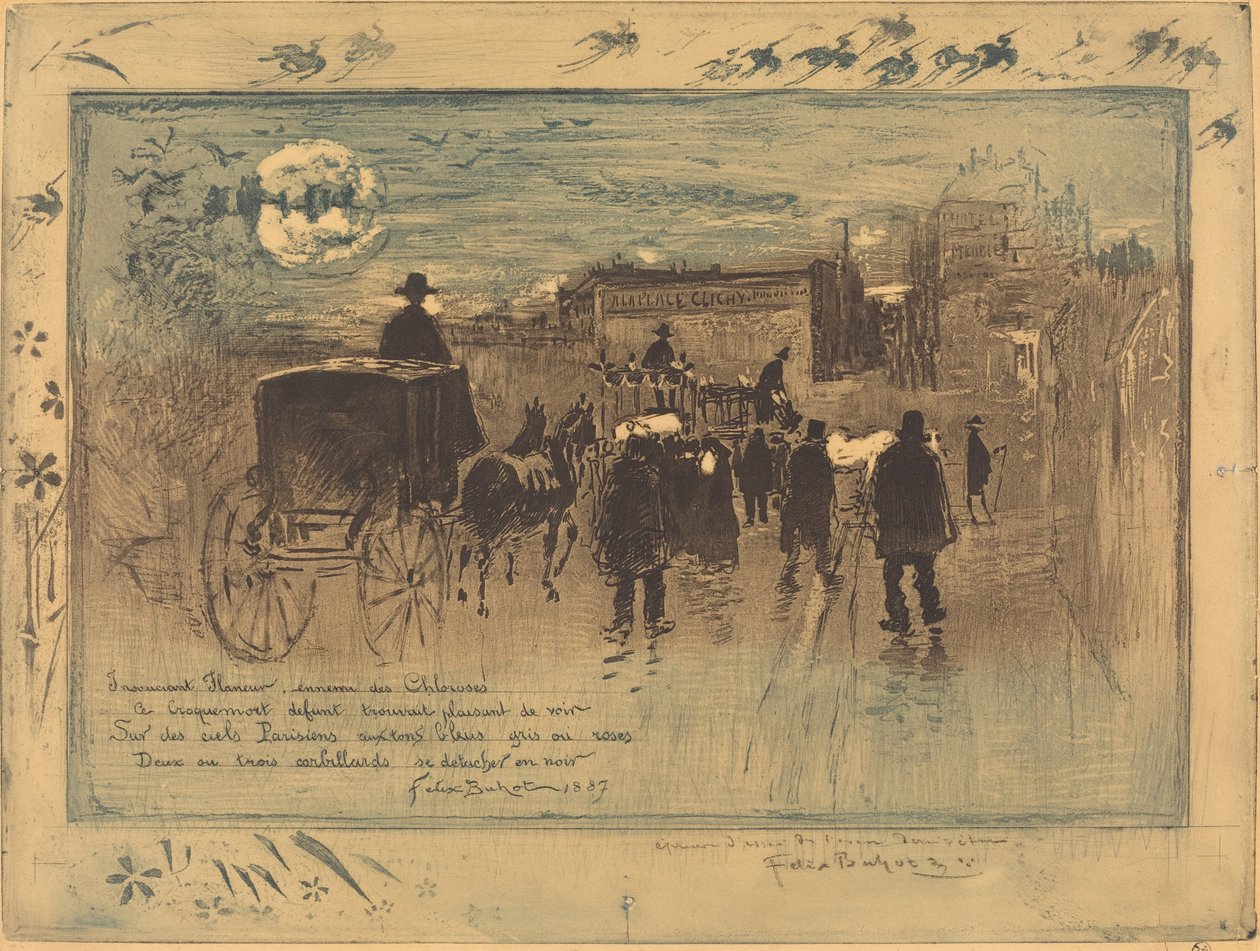موكب الجنازة في موكب جنازة Boulevard de Clichy في Boulevard de Clichy ، 1887. بواسطة فيليكس هيلير بوهوت