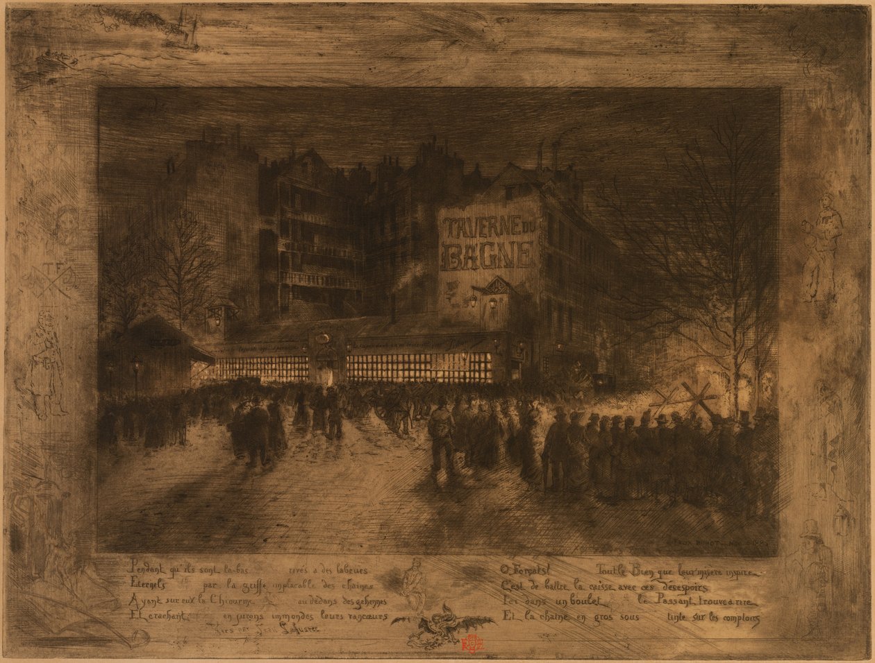 The Place des Martyrs and the Bagne Tavern ، 1885. بواسطة فيليكس هيلير بوهوت