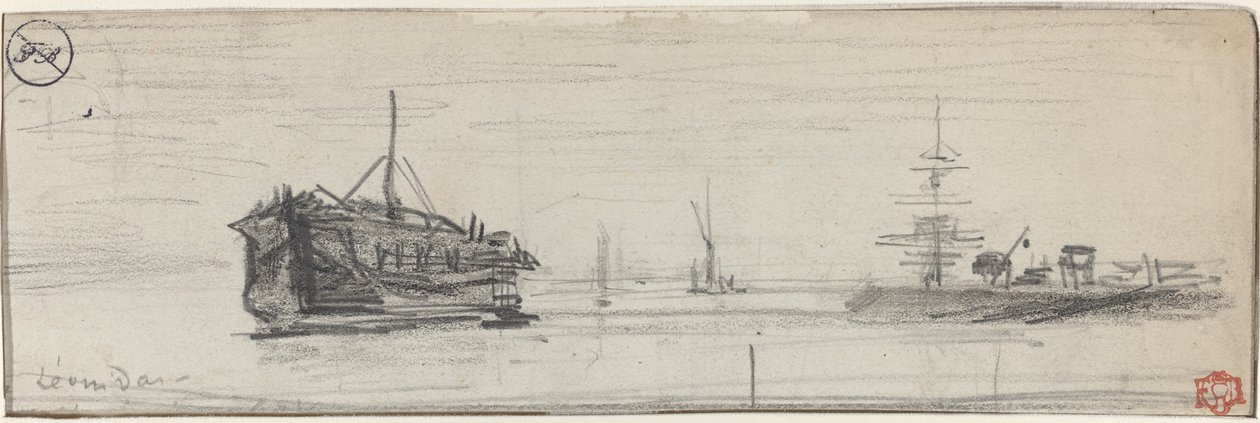 الشحن في ميناء لندن [الصفحة اليمنى] ، ج. 1884. بواسطة فيليكس هيلير بوهوت