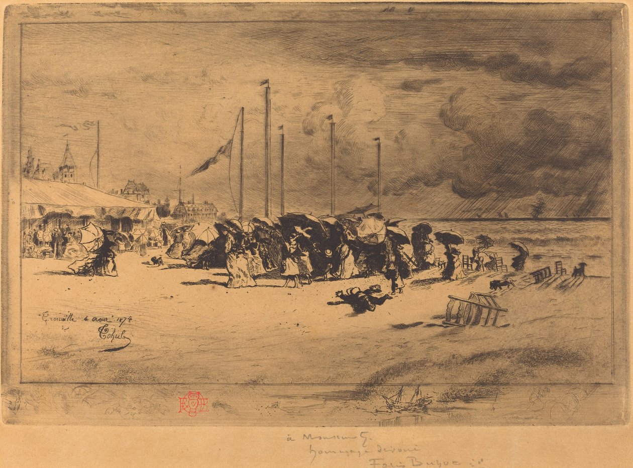 Un Grain à Trouville Squall at Trouville، 18741875. بواسطة فيليكس هيلير بوهوت