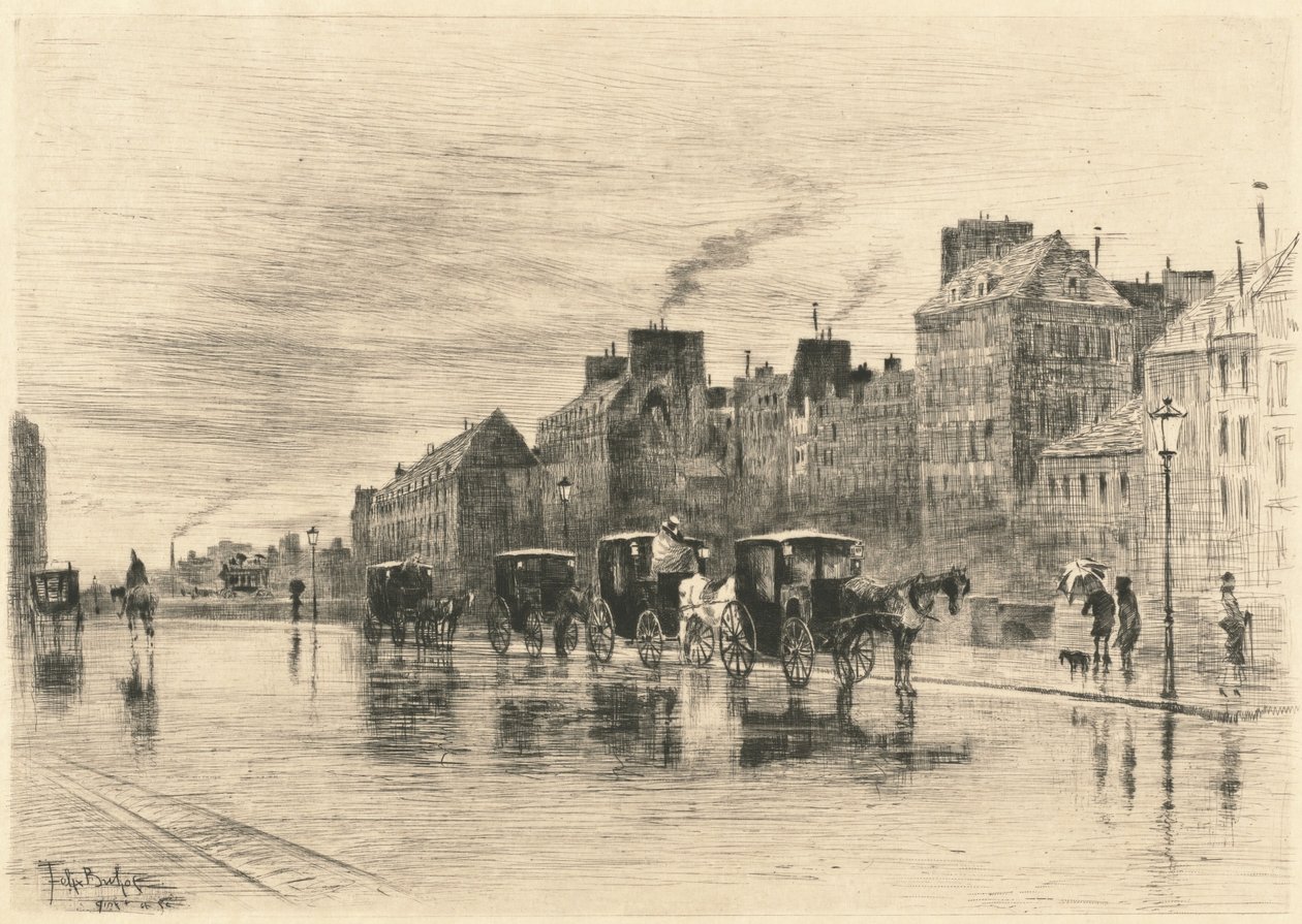 صباح الشتاء على Quai de l'Hôtel-Dieu ، 1876. بواسطة فيليكس هيلير بوهوت