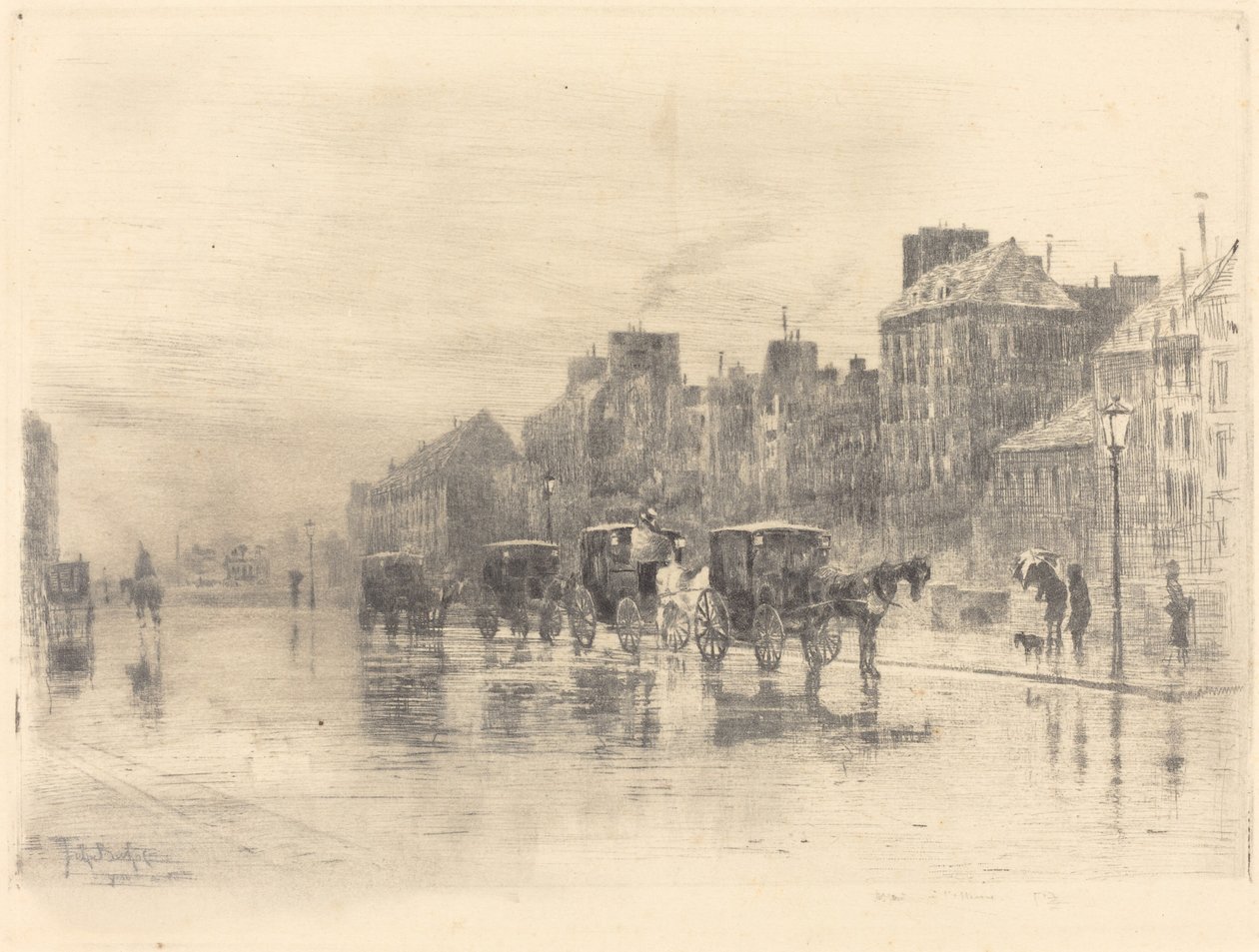 صباح الشتاء على Quai de l'Hôtel-Dieu ، 1876. بواسطة فيليكس هيلير بوهوت