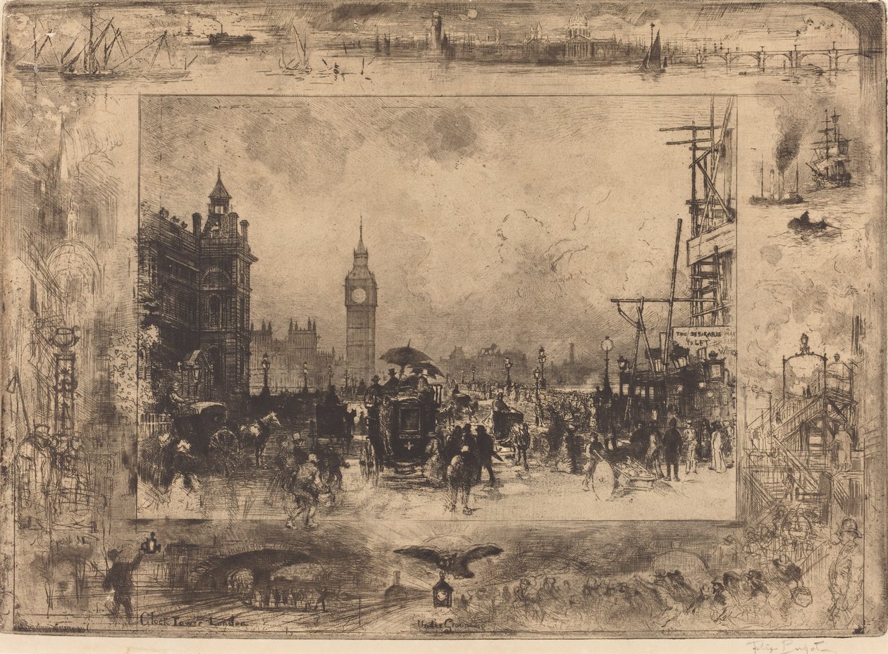 جسر وستمنستر ، 1884. بواسطة فيليكس هيلير بوهوت