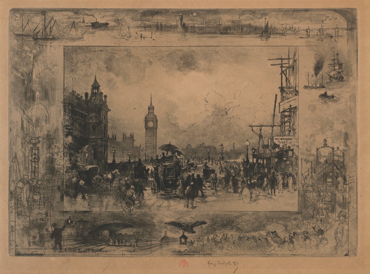 جسر وستمنستر ، أو برج وستمنستر ، 1884. بواسطة فيليكس هيلير بوهوت