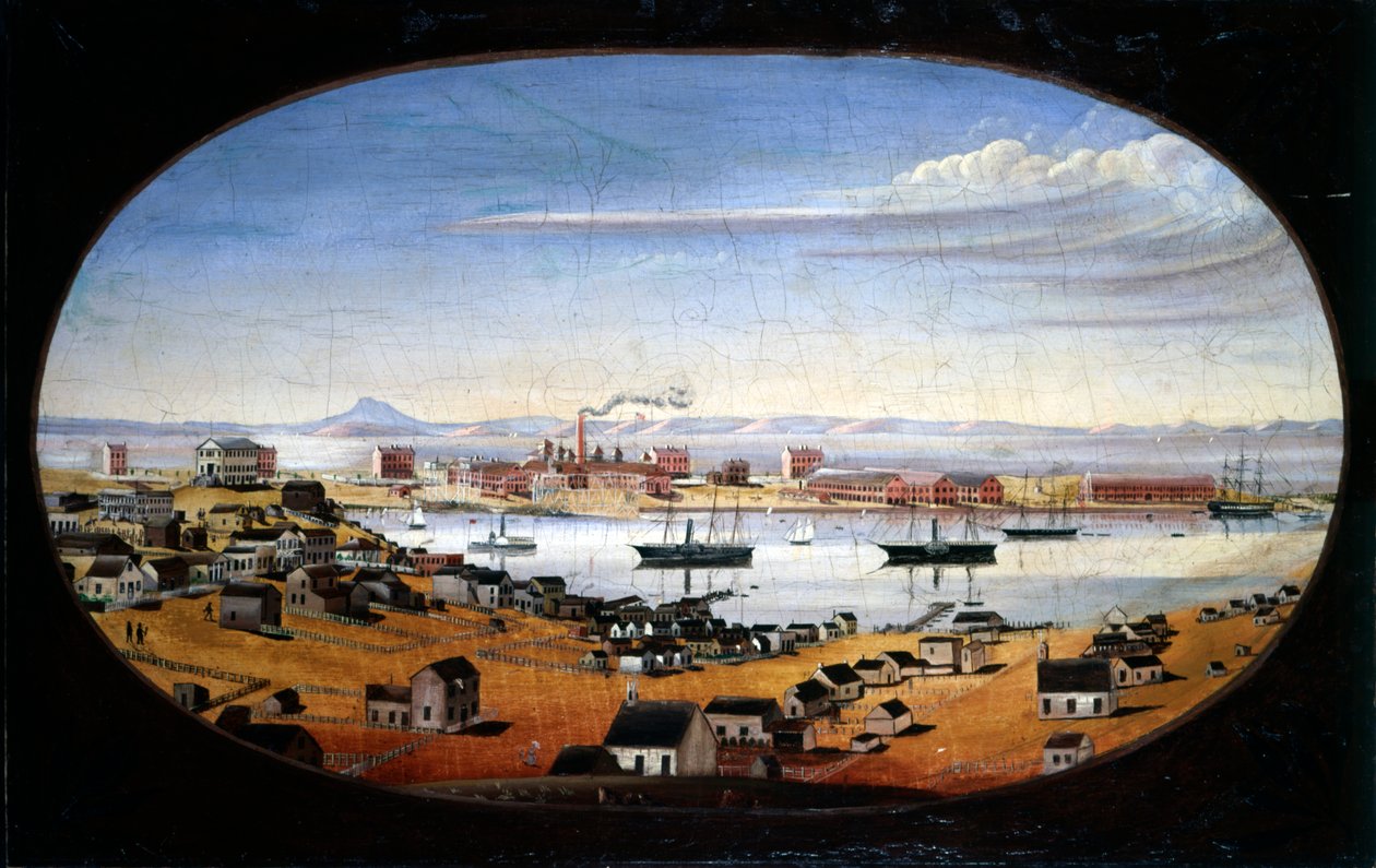 ساحة البحرية الأمريكية ، جزيرة ماري ، كاليفورنيا ، c.1857 بواسطة فيليكس ماثيوز