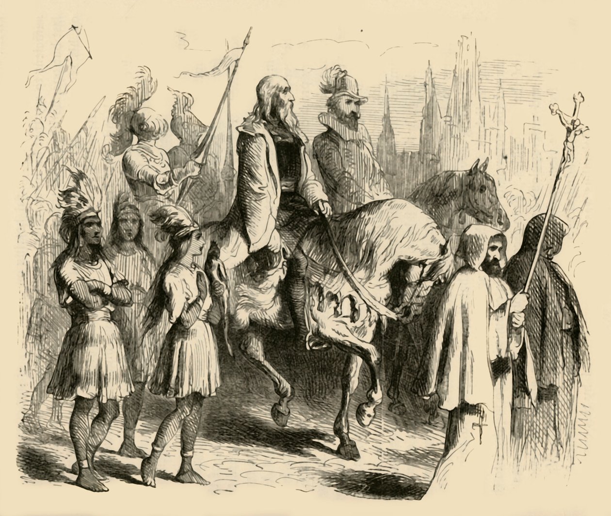 كولومبوس وقطاره يدخل برشلونة ، 1877. بواسطة فيليكس أوكتافيوس كار دارلي