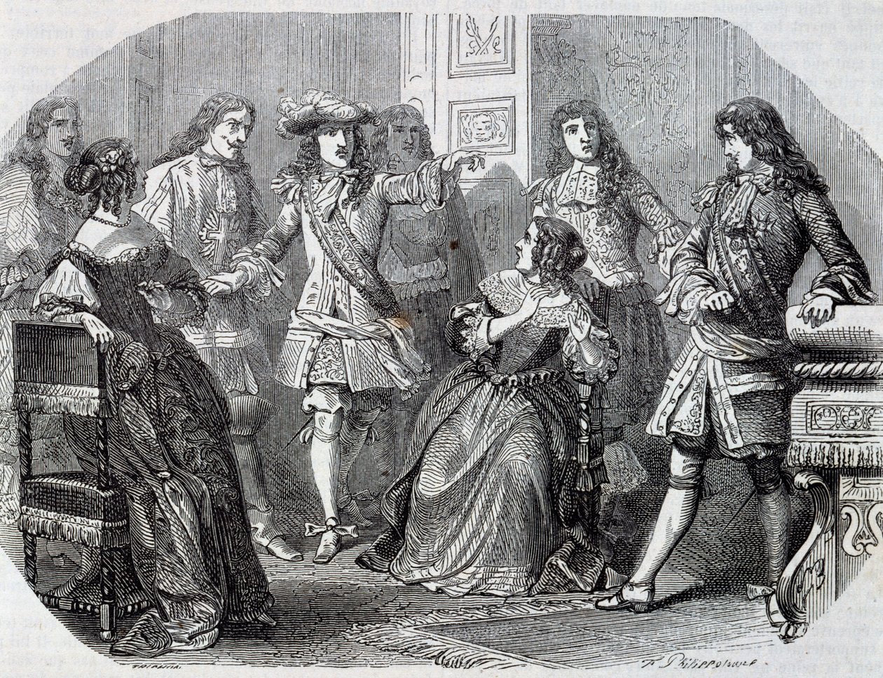 Arrest of Nicolas Fouquet superintendent of finance, engraving by Henri Felix Emmanuel Philippoteaux (1815-1884) from Vicomte of Bragelonne, by Alexandre Dumas (1802-1870) بواسطة فيليكس فيليبوتو
