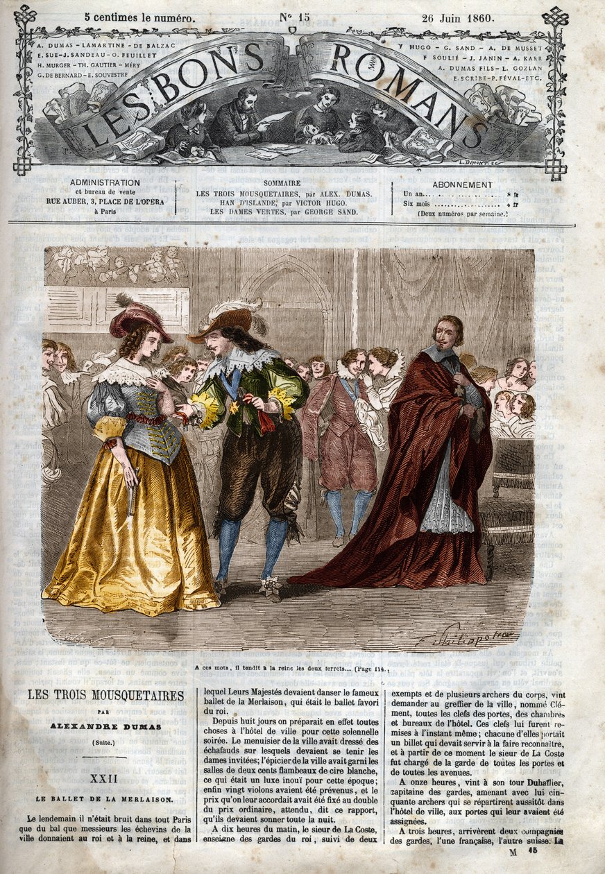 المسلسل الروماني: "الفرسان الثلاثة" للكاتب ألكسندر دوما (1802-1870) رسم توضيحي للفصل الثاني والعشرين في "الروايات الجيدة" بواسطة فيليكس فيليبوتو