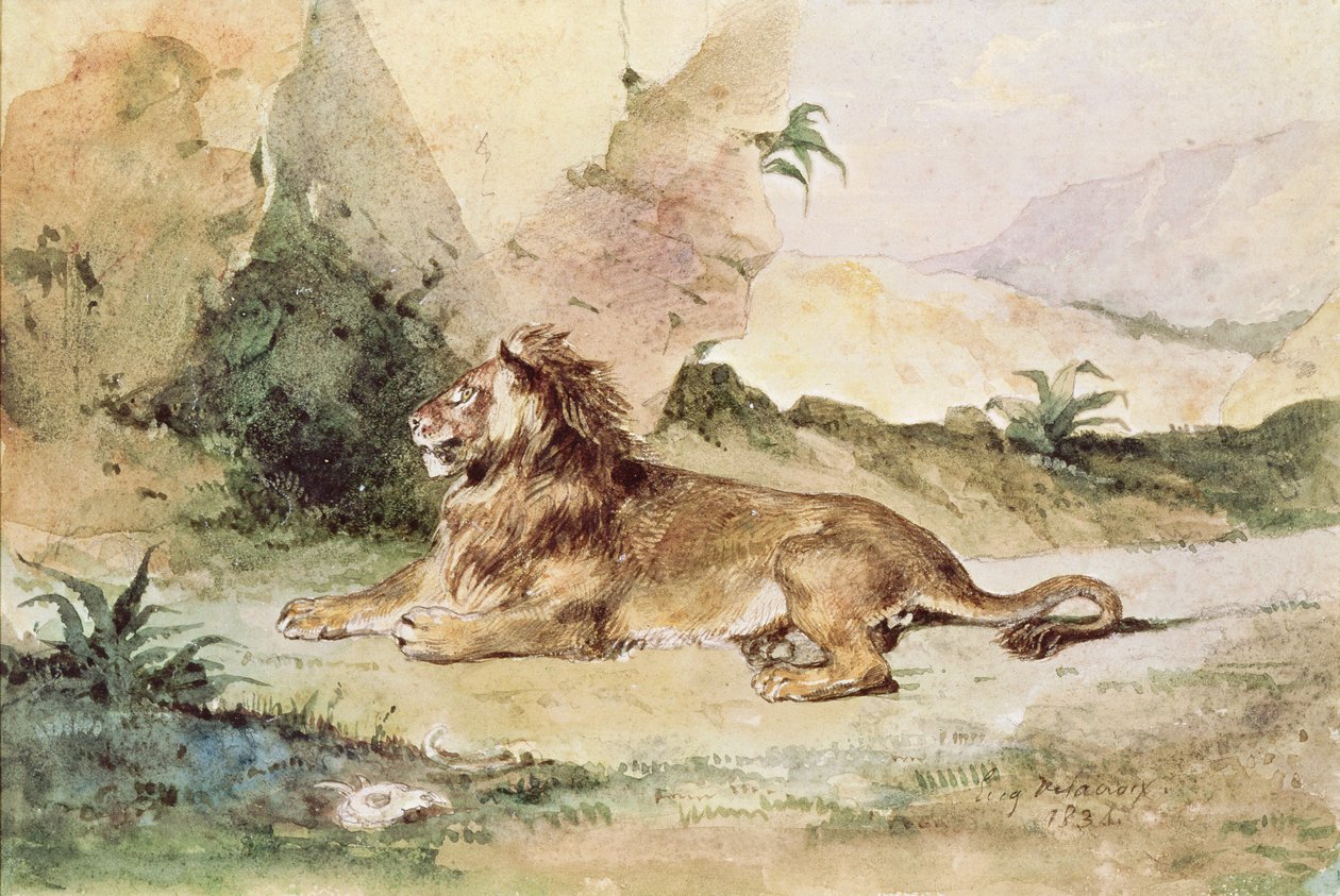 أسد في الصحراء ، 1834 بواسطة فرديناند فيكتور يوجين ديلاكروا