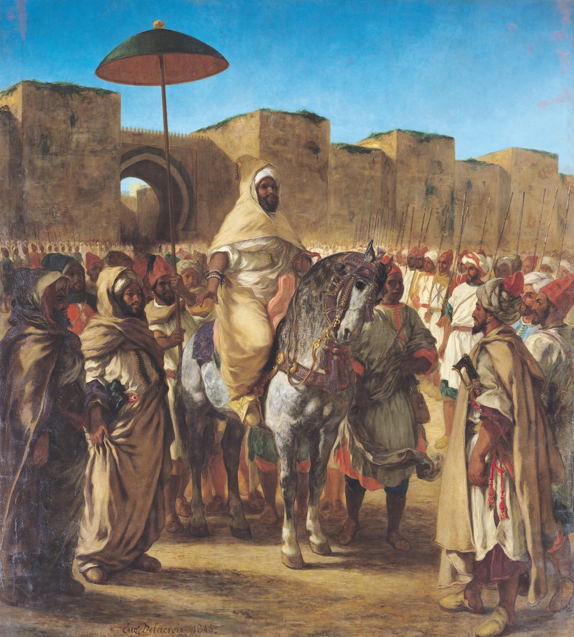 مولى عبد الرحمن (1789-1859) ، سلطان المغرب ، تاركاً قصر مكناس مع مرافقه ، مارس 1832 ، 1845 بواسطة فرديناند فيكتور يوجين ديلاكروا