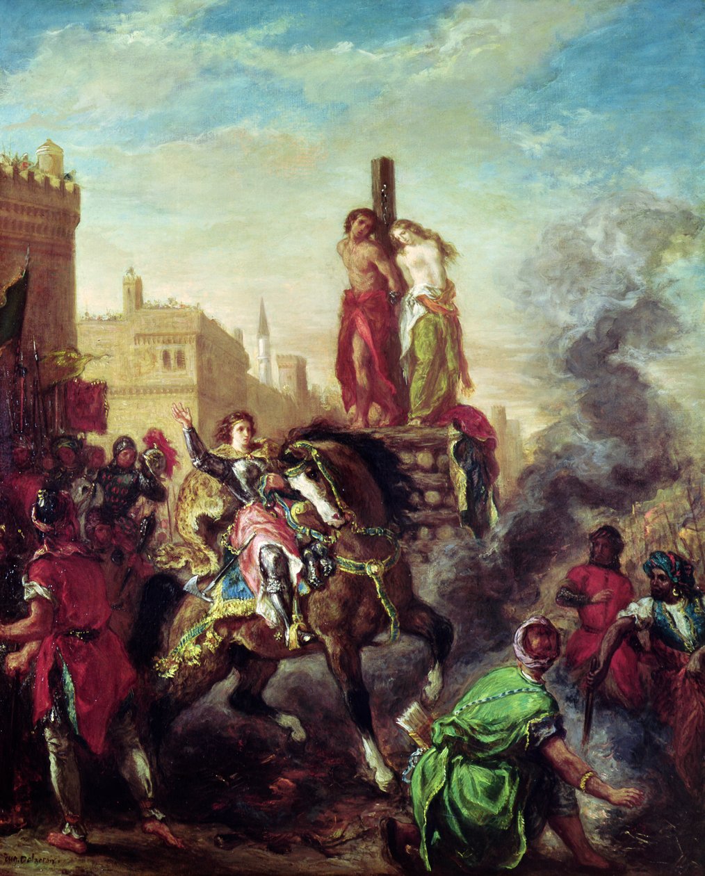 Olinda و Sophronia على ال Pyre ، من "Gerusalemme Liberata" بواسطة Torquato Tasso (1544-95) بواسطة فرديناند فيكتور يوجين ديلاكروا