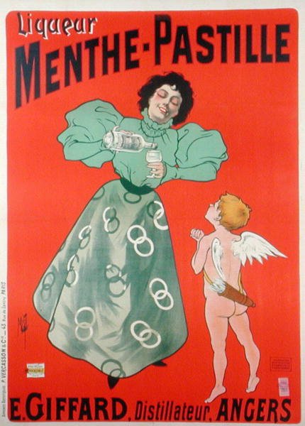 إعلان ملصق Menthe-Pastille ، مقطر بواسطة E.Giffard (لون ليثو) بواسطة فرديناند ميستي ميفليز