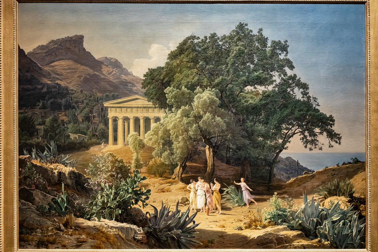 A Doric Tmeple مع Castelmola وTaormina في الخلفية بواسطة فرديناند جورج والدمولر