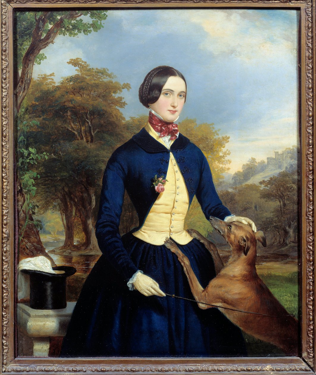 صورة لامرأة في منطقة أمازون مع كلبها. لوحة لفرديناند فالدمولر (1793-1865) Ec. Aut بواسطة فرديناند جورج والدمولر