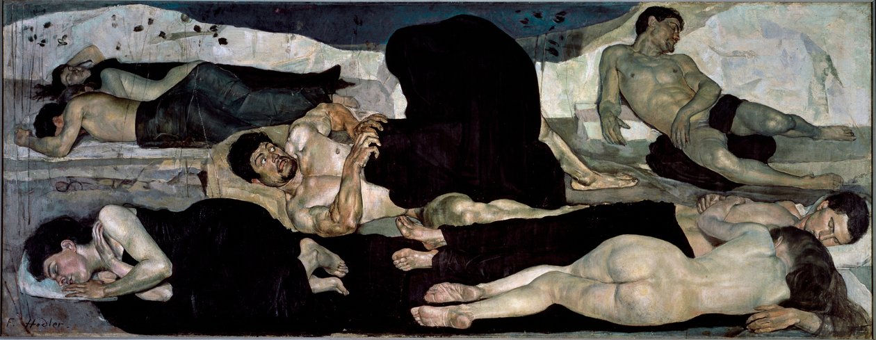 At night Group of naked sleepers, one of them in the midst of a nightmare بواسطة فرديناند هودلر