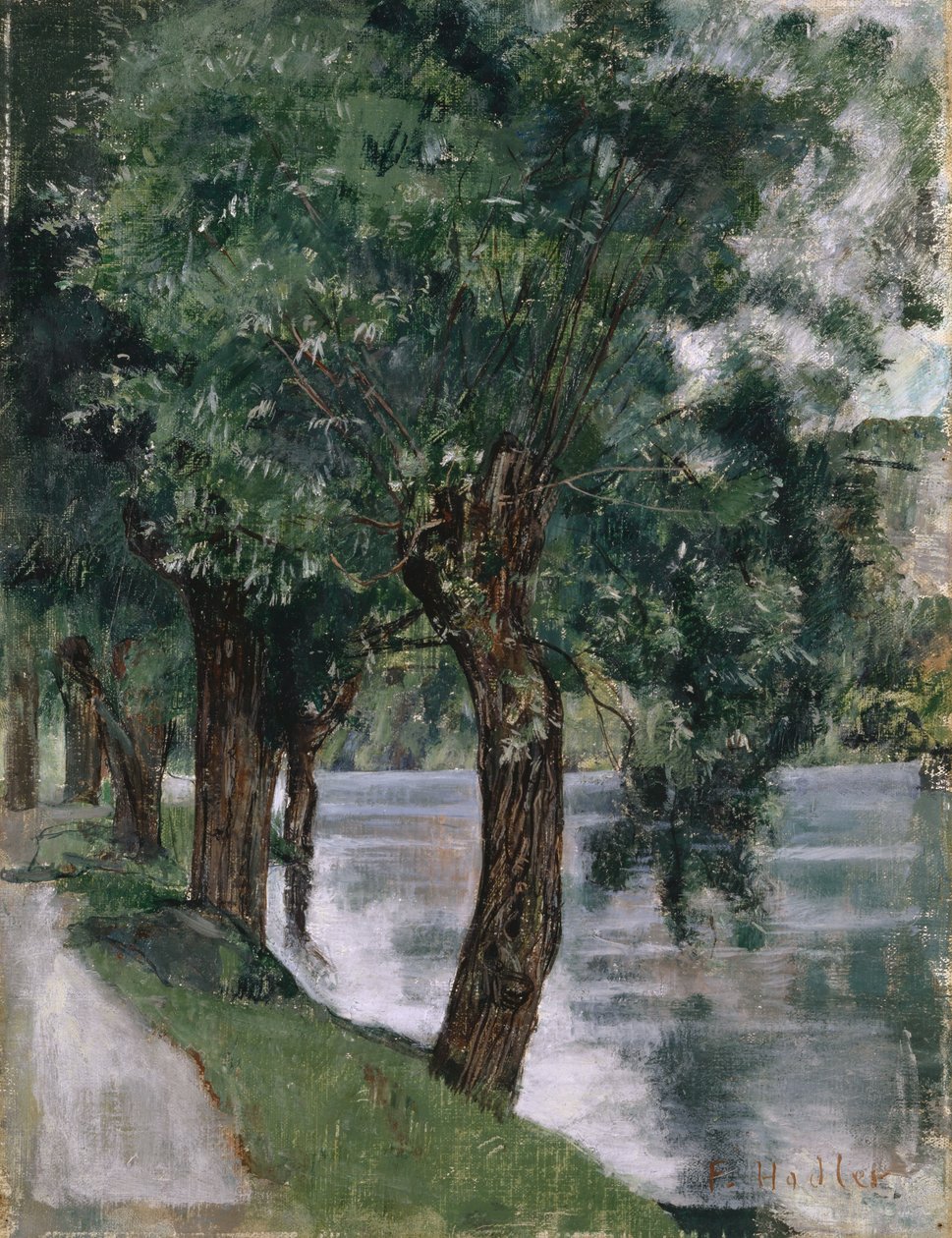 أشجار الصفصاف في الرون ، c.1885 بواسطة فرديناند هودلر
