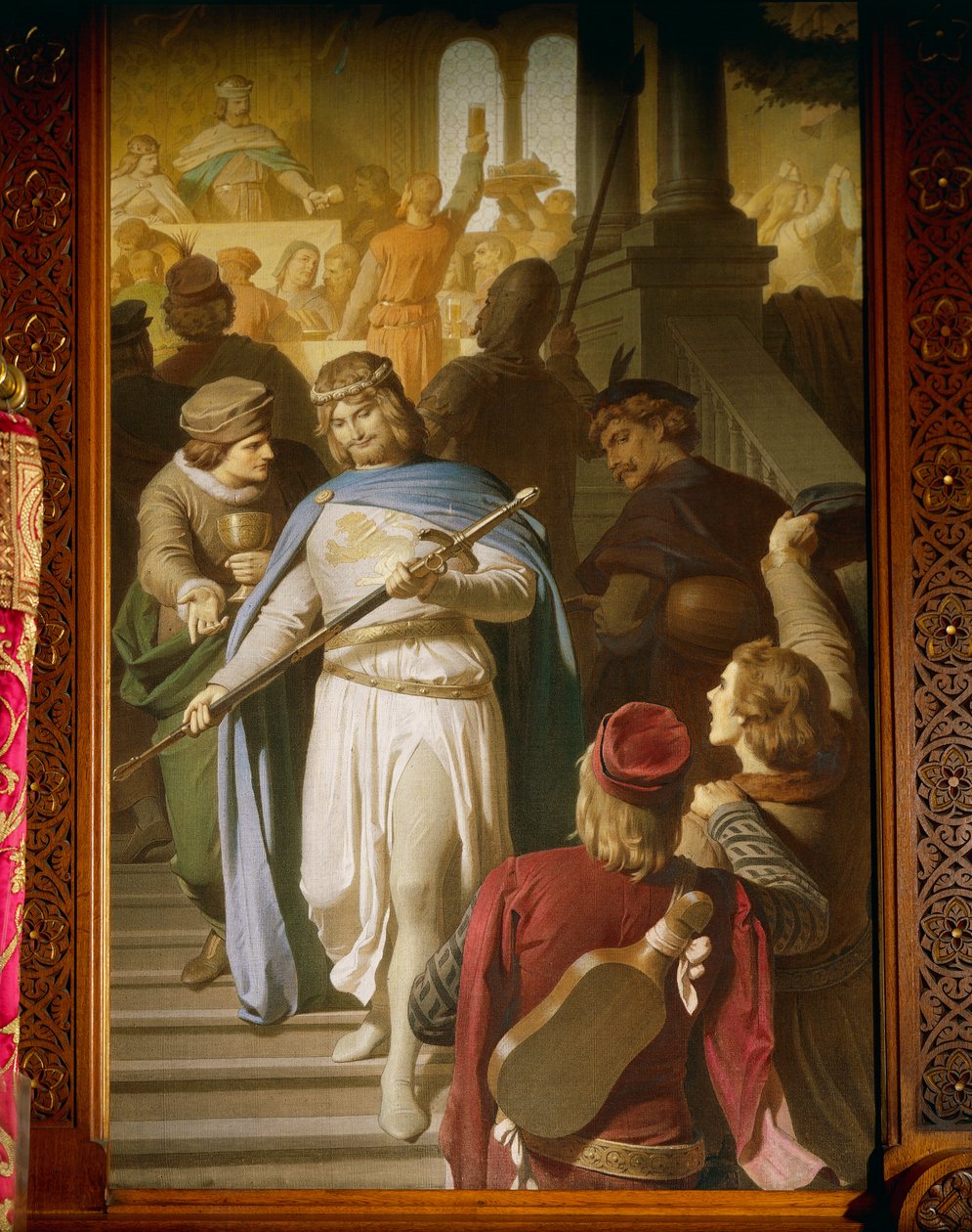 The best poets and minstrels come together at Wartburg and are rewarded by Landgrave Hermann for particularly fine achievements, from the Tannhauser Saga, Dining Room (oil on canvas) بواسطة فرديناند الثاني التجريبية