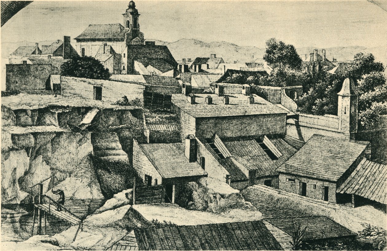 محجر في Alt-Matzleinsdorf ، مع كنيسة أبرشية سانت فلوريان في فيينا ، 1814-1815 ، 1943. بواسطة فرديناند أوليفييه