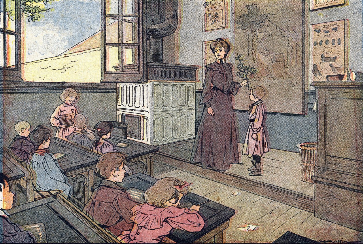 في الفصل ، في كتاب مصور للطفولة ، حوالي 1900 (نقش) بواسطة فرديناند رافين