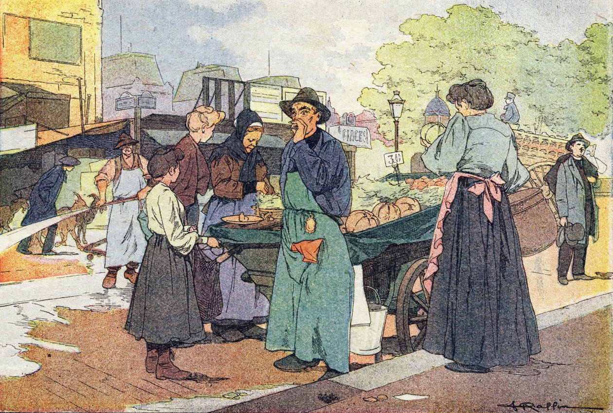 تاجر الفصول الأربعة ، في كتاب مصور للطفولة ، حوالي 1900 (نقش). بواسطة فرديناند رافين