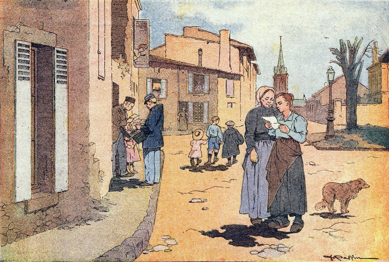 ساعي البريد ، في كتاب مصور للطفولة ، حوالي 1900 (نقش) بواسطة فرديناند رافين