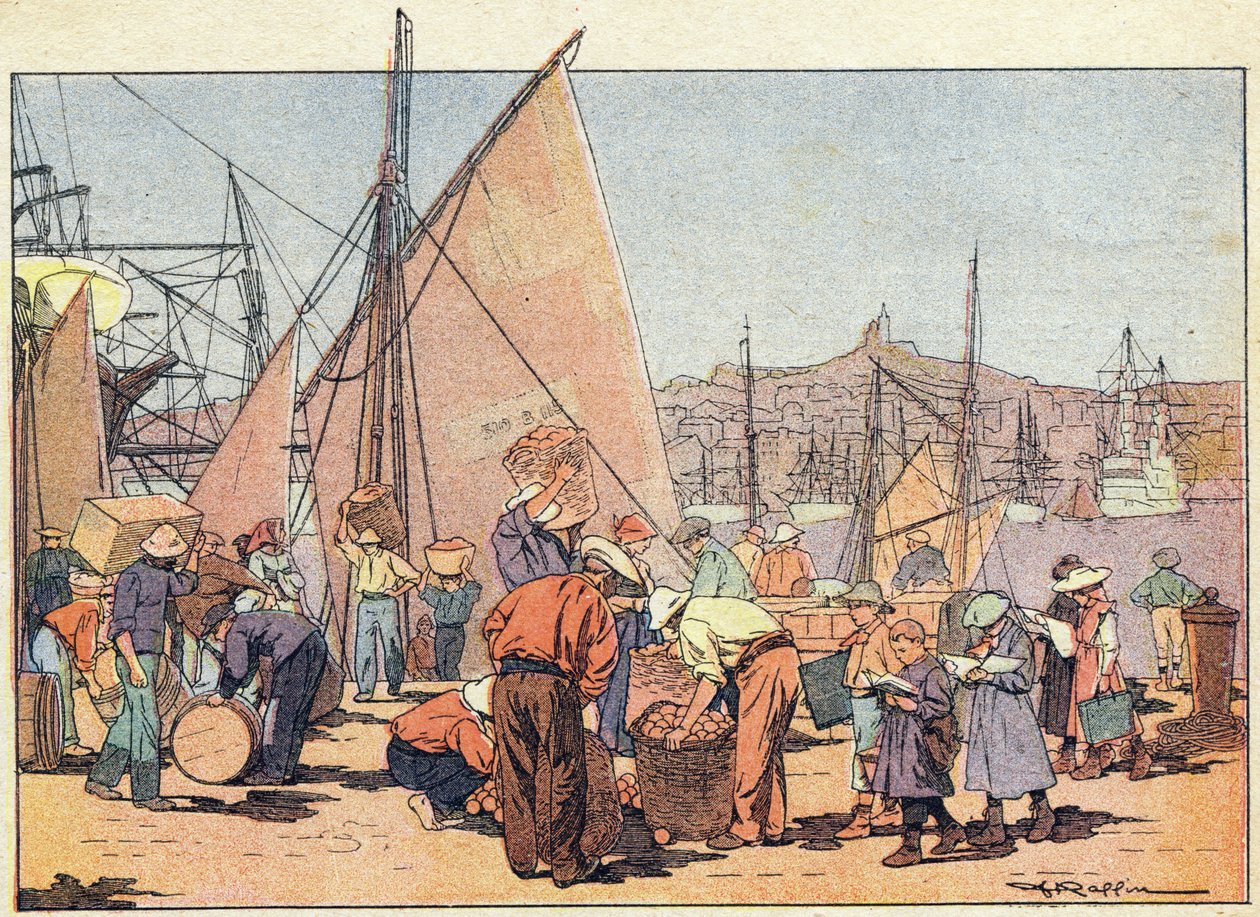 الميناء ، في كتاب مصور للطفولة ، حوالي 1900 (نقش). بواسطة فرديناند رافين