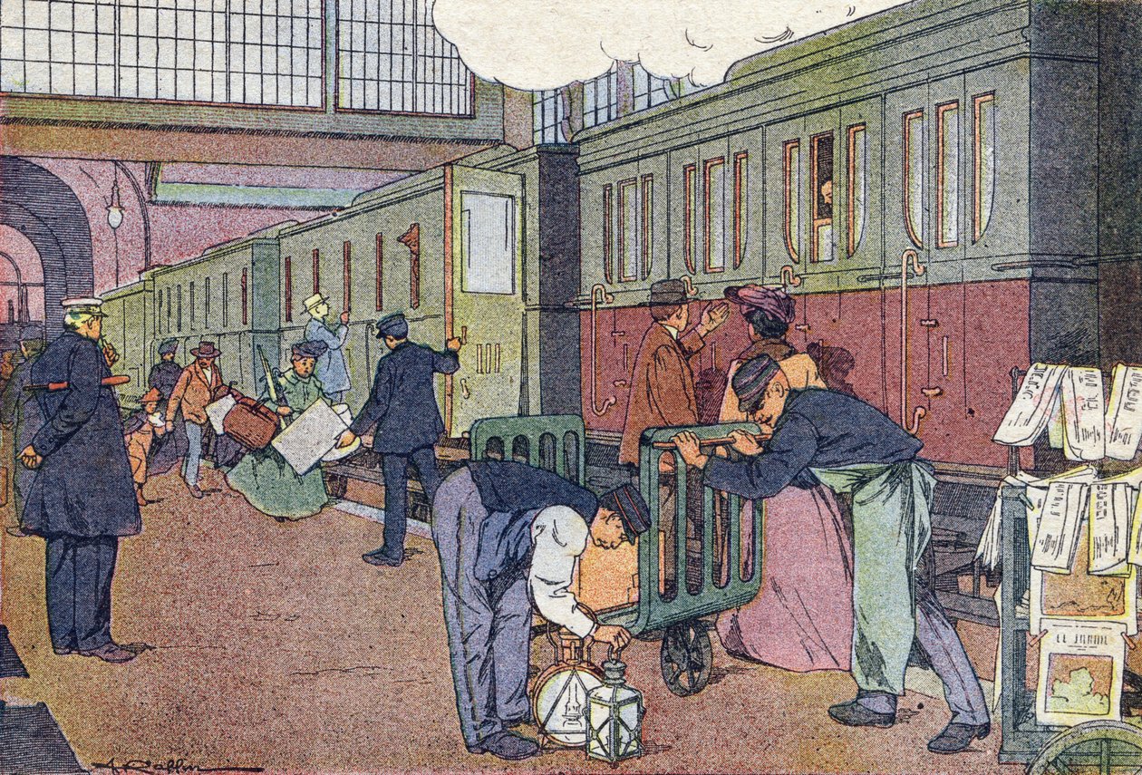 المحطة في كتاب مصور للطفولة ، حوالي 1900 (نقش). بواسطة فرديناند رافين