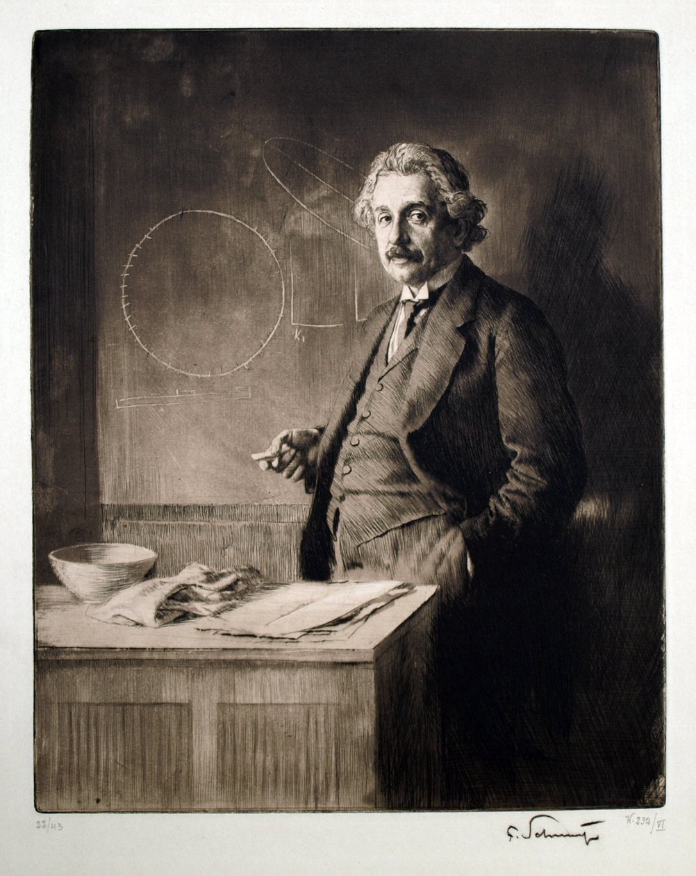صورة ألبرت أينشتاين (1879-1955). عمل فرديناند شموتزر (1870-1928) ، نقش بواسطة فرديناند شموتزر