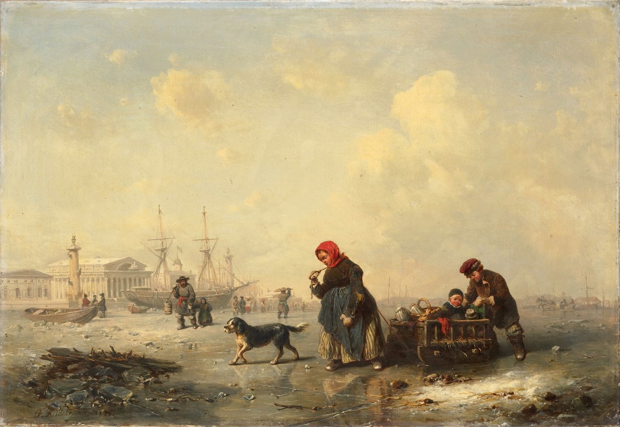 نيفا في سانت بطرسبرغ في الشتاء ، 1844 بواسطة فرديناند ثيودور هيلدبراندت