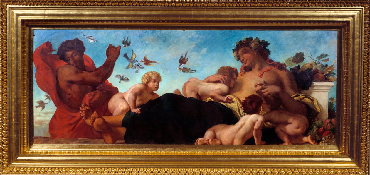الزراعة أم ترضع أطفالها. لوحة ليوجين ديلاكروا (1798-1863) بواسطة فرديناند فيكتور يوجين ديلاكروا