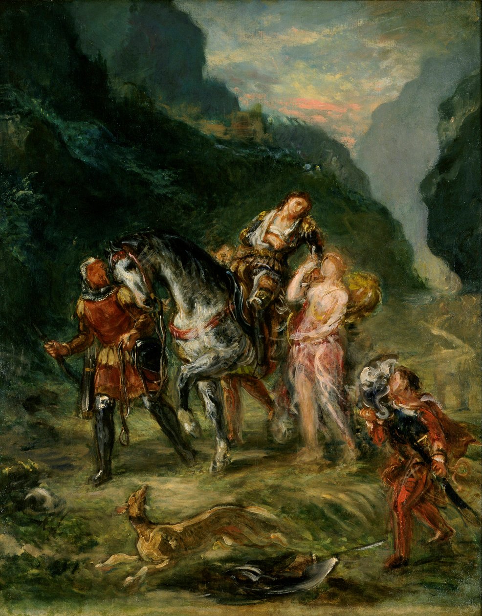 أنجليكا وميدورو الجريح، حوالي عام 1860 (زيت على قماش) بواسطة فرديناند فيكتور يوجين ديلاكروا